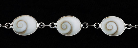 Bracelet Œil De Sainte Lucie Ou Œil De Shiva En Coquillage Et Argent Massif 925