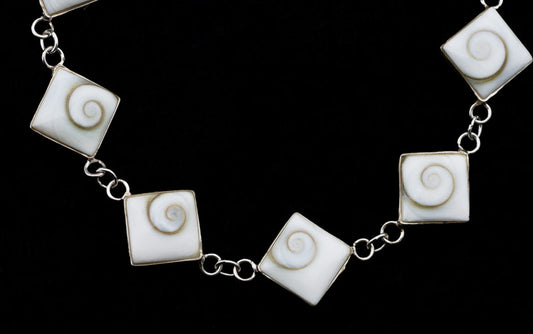 Bracelet Œil De Sainte Lucie Ou Œil De Shiva En Coquillage Et Argent Massif 925