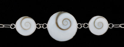 Bracelet Œil De Sainte Lucie Ou Œil De Shiva En Coquillage Et Argent Massif 925