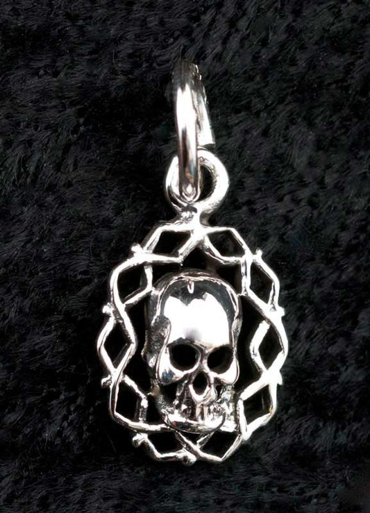 Pendentif tête de mort en argent massif 925 – Bijou ésotérique artisanal