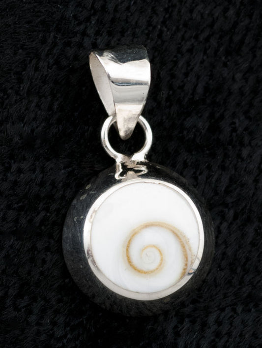 Pendentif Œil De Sainte Lucie Ou Œil De Shiva En Coquillage Et Argent Massif 925