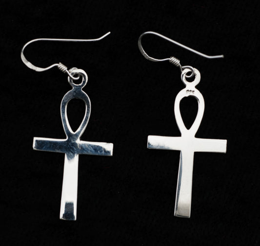 Boucles d'oreilles Croix de Vie Ankh en argent 925 – Bijou inspiré de l'Égypte ancienne