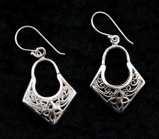 Boucles d’Oreilles Ethnique Tribales en Argent 925