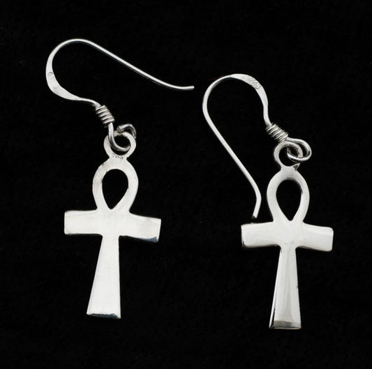 Boucles d'oreilles Croix de Vie Ankh en argent 925 – Bijou symbolique inspiré de l'Égypte ancienne