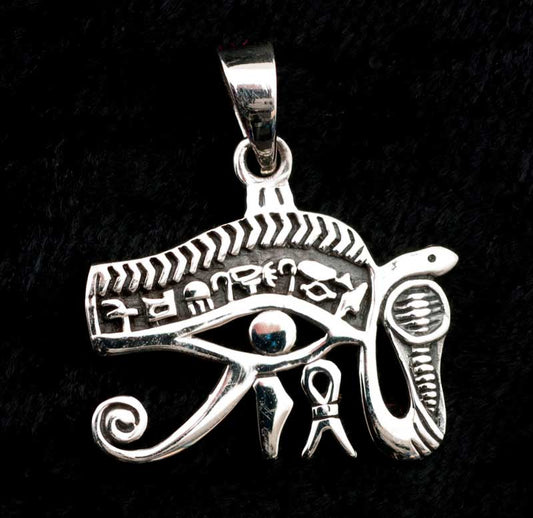 Pendentif Œil d’Horus tête de faucon en argent massif 925 – Bijou de l’Égypte ancienne