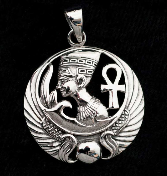 Pendentif Néfertiti en argent massif 925 – Symbole de l’Égypte ancienne