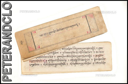 Ancien Livre de Prières Tibétain Bouddhiste – Manuscrit Rare en Écriture Outchen