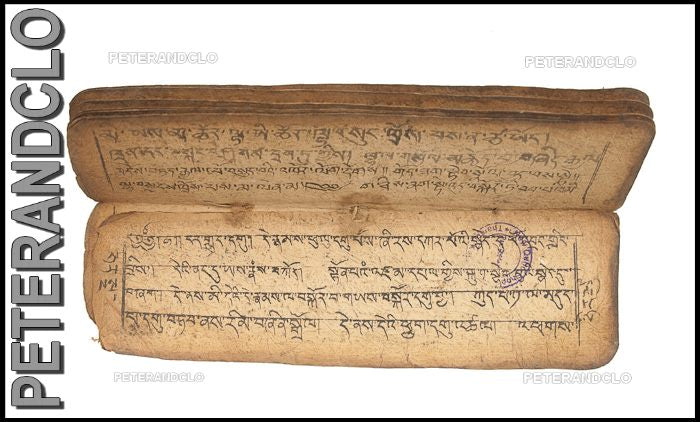 Ancien Livre de Prières Tibétain Bouddhiste – Manuscrit Traditionnel Rare