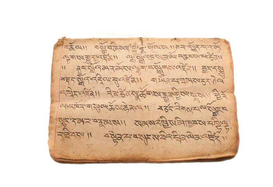 Ancien Livre de Prières Tibétain Bouddhiste – Manuscrit Rare en Écriture Outchen