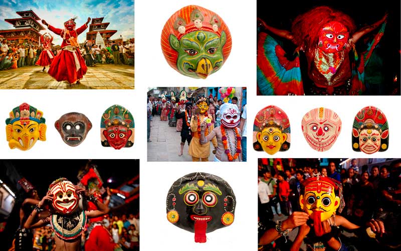 Masque Lakhey Népalais – Masque De Danse Rituelle Du Festival Indra Jatra