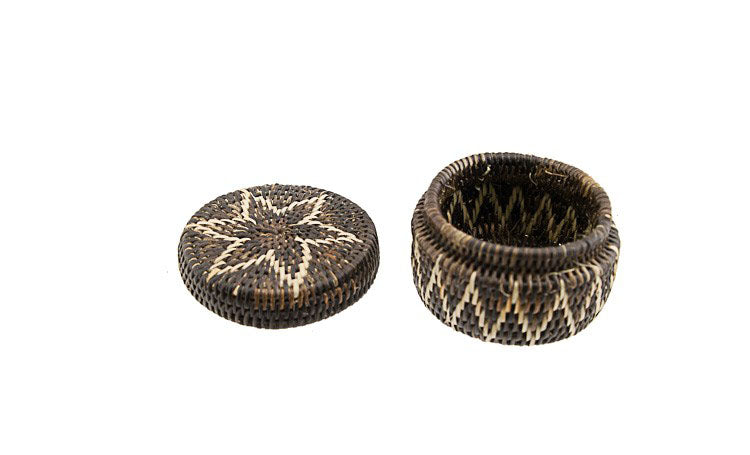 Boîte Ronde En Vannerie Nito – Artisanat Mangyan Des Philippines