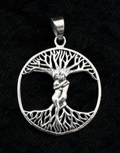 Pendentif Arbre de Vie couple amants enlacés en argent 925 – Bijou symbolique d’amour et d’éternité