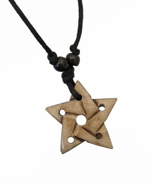 Collier Pendentif Pentagramme Étoile En Corne De Yak Ethnique Tibétain