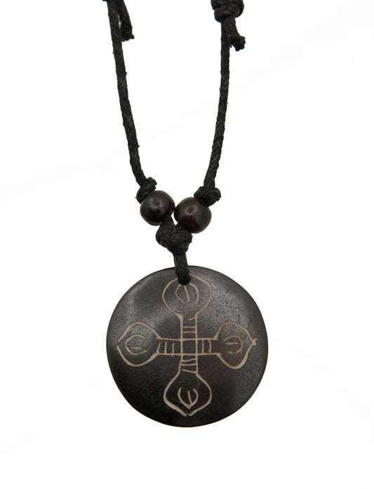 Collier Pendentif Équitable Tibétain Ethnique Tribal Double Dorje Vajra