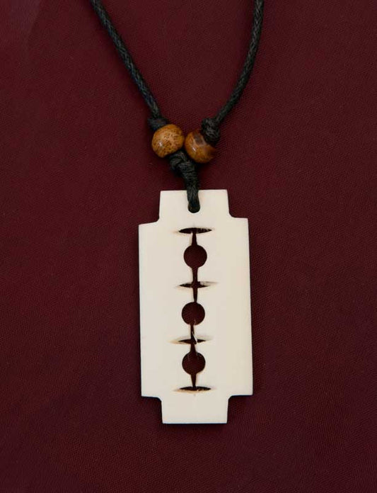 Collier Pendentif Équitable Tibétain Ethnique Tribal Lame De Rasoir