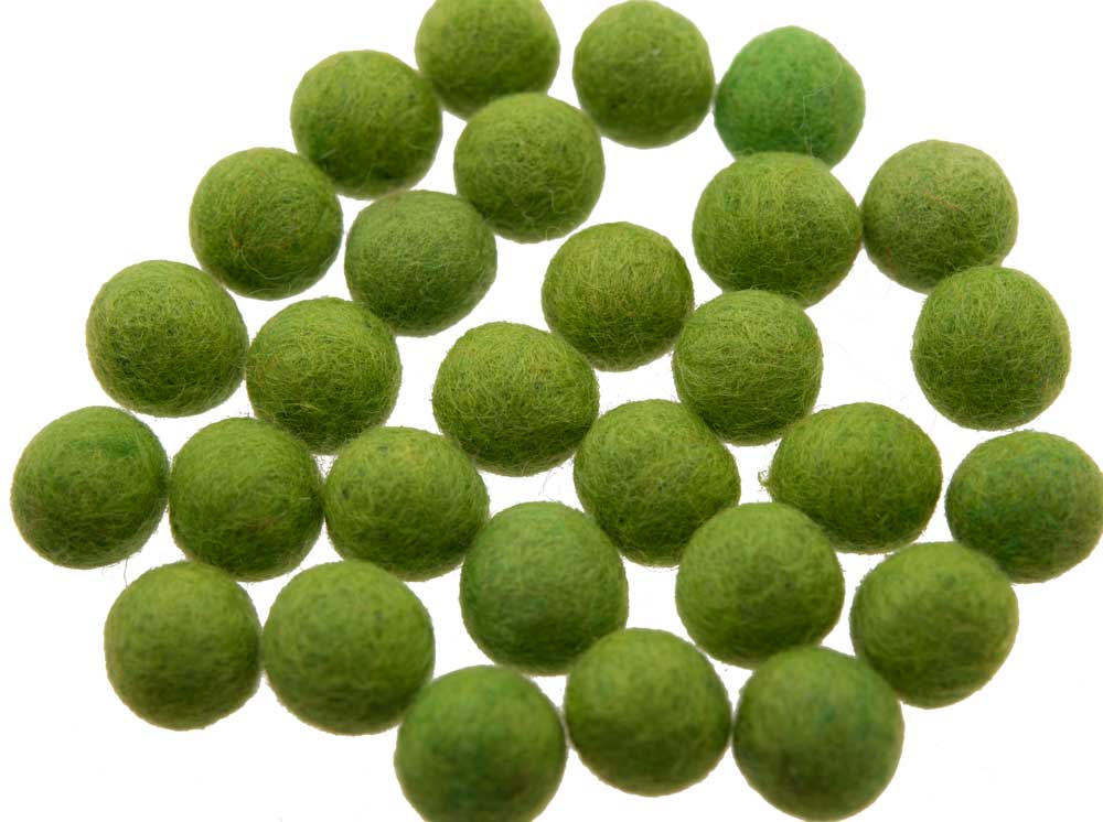 Perles En Feutrine De Laine Vertes Du Népal 1,6 À 1,7 Cm – Lot De 50 Boules Artisanales