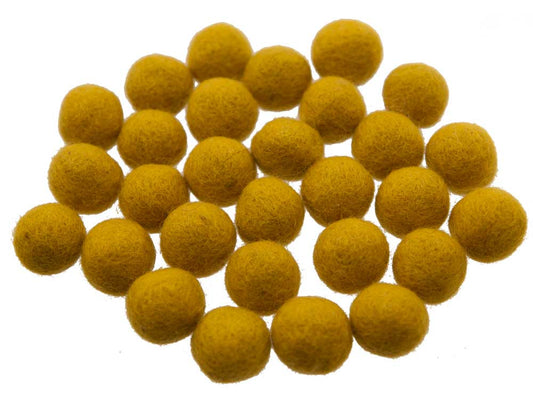 Perles En Feutrine De Laine Jaunes Du Népal 1,6 À 1,7 Cm – Lot De 50 Boules Artisanales