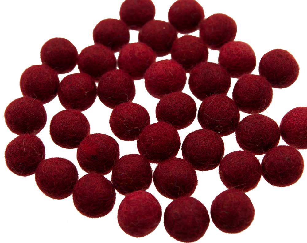 Perles En Feutrine De Laine Bordeaux Du Népal 2,1 À 2,2 Cm – Lot De 50 Boules Artisanales
