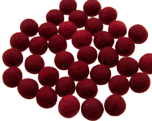 Perles En Feutrine De Laine Bordeaux Du Népal 2,1 À 2,2 Cm – Lot De 50 Boules Artisanales