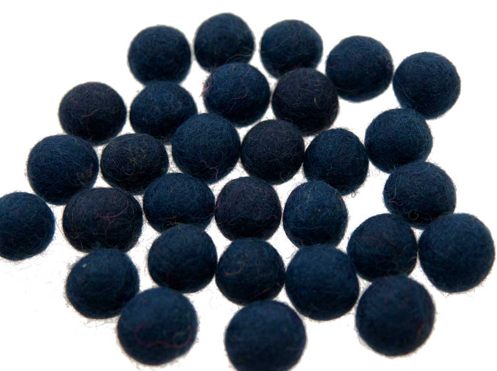 Perles En Feutrine De Laine Bleues 12-13 mm – Lot De 50 – Artisanat Du Népal