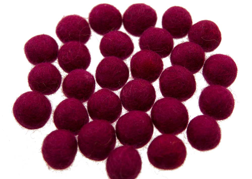 Perles En Feutrine De Laine Rouge Bordeaux Du Népal 2,1 À 2,2 Cm – Lot De 50 Boules Artisanales
