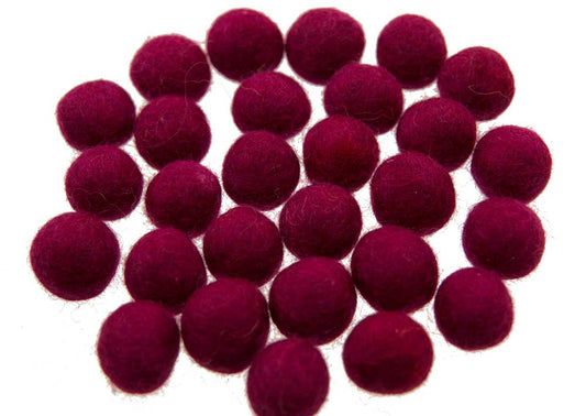 Perles En Feutrine De Laine Rouge Bordeaux Du Népal 2,1 À 2,2 Cm – Lot De 50 Boules Artisanales