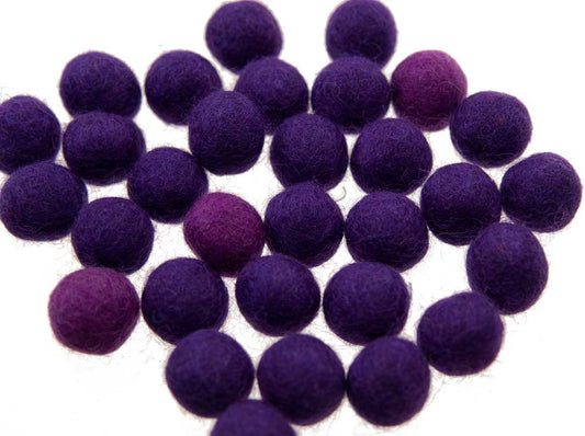 Perles En Feutrine De Laine Violettes Avec Nuances Du Népal 2,1 À 2,2 Cm – Lot De 50 Boules Artisanales