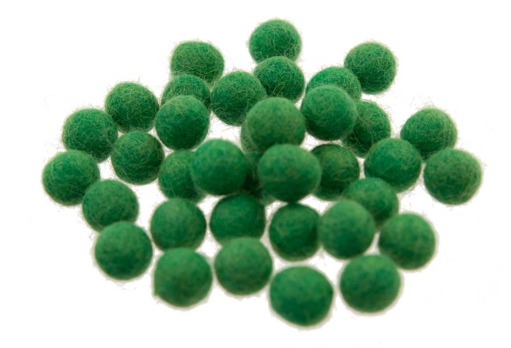 Perles En Feutrine De Laine Vertes Du Népal 1,6 À 1,7 Cm – Lot De 50 Boules Artisanales