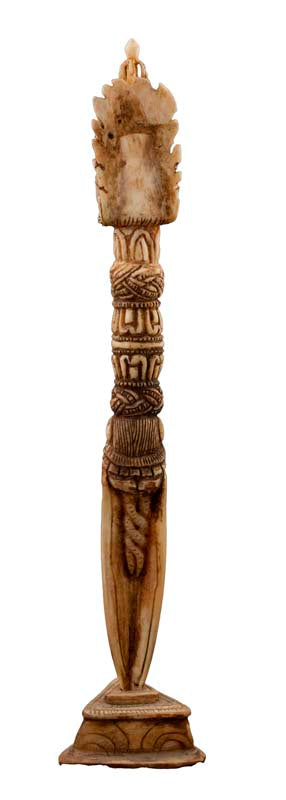 Phurba Tibétain en Os de Bovin Sculpté – Dague Rituelle Bouddhiste