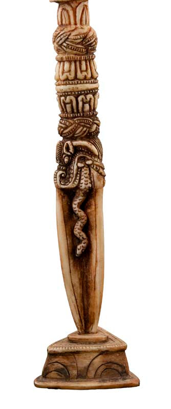Phurba Tibétain en Os de Bovin Sculpté – Dague Rituelle Bouddhiste