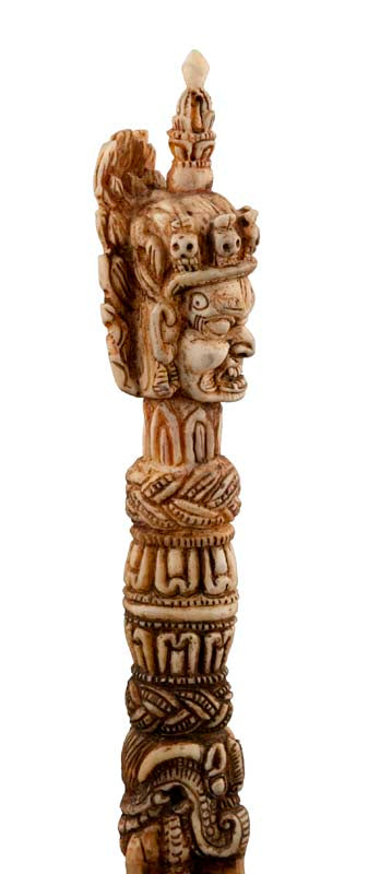 Phurba Tibétain en Os de Bovin Sculpté – Dague Rituelle Bouddhiste
