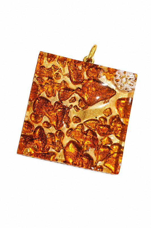 Pendentif Carré en Verre de Murano – Bijou Artisanal Italien Unique et Raffiné