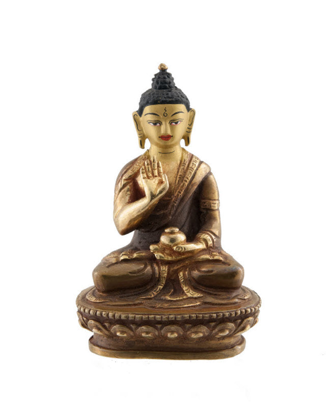 Statue de Bouddha Amoghasiddhi en alliage de cuivre – Mudra Abhaya et artisanat népalais