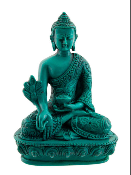 Statue Bouddha Médecine en Résine 13,5 cm – Artisanat du Népal