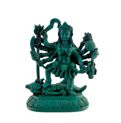 Statue Déesse Kali en Résine Bleu Turquoise – Mahakali, Divinité Hindoue