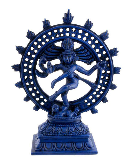 Statue Shiva Nataraja Bleu Lapis Lazuli du Népal – Danse Cosmique en Résine
