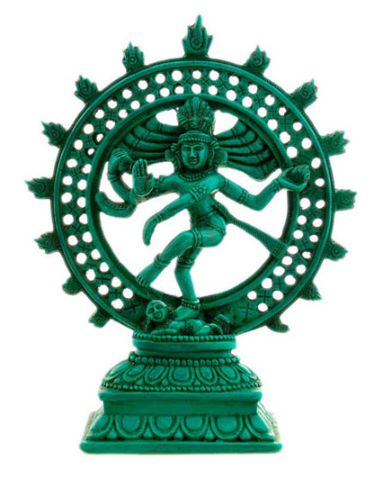 Statue Shiva Nataraja Verte du Népal – Danse Cosmique en Résine