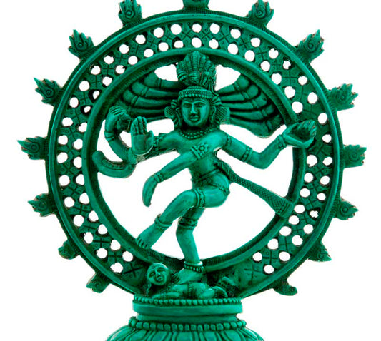 Statue Shiva Nataraja Verte du Népal – Danse Cosmique en Résine