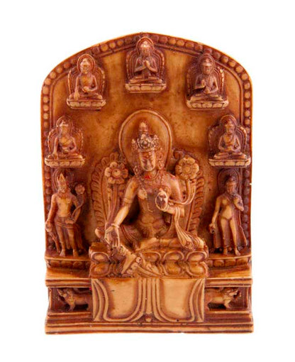 Statue Bouddhiste Tara Verte En Résine Marron Beige – Artisanat Du Népal