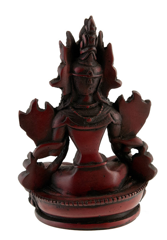 Statue Bouddhiste Tara Verte En Résine Bordeaux – Symbole De Compassion Et De Sagesse