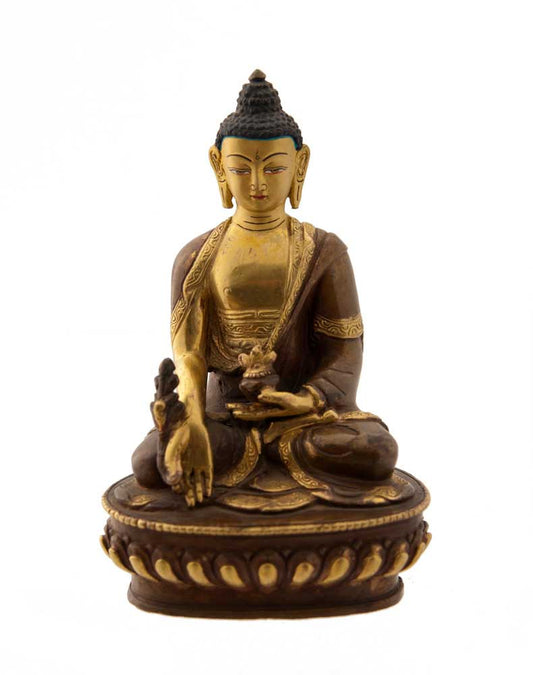 Statue tibétaine de Ratnasambhava en alliage de cuivre – Bouddha de la sagesse et de la générosité