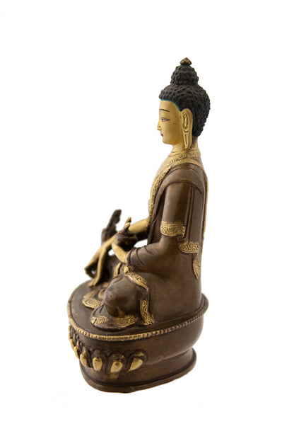 Statue tibétaine de Ratnasambhava en alliage de cuivre – Bouddha de la sagesse et de la générosité