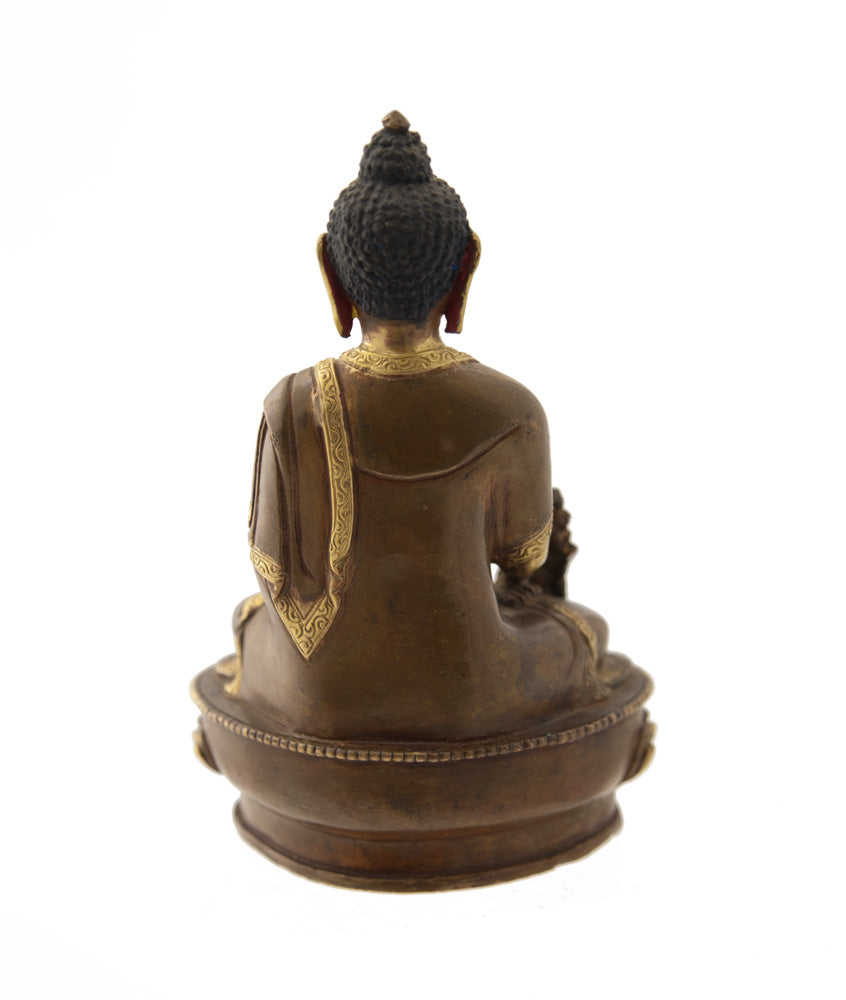 Statue tibétaine de Ratnasambhava en alliage de cuivre – Bouddha de la sagesse et de la générosité