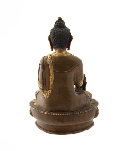 Statue tibétaine de Ratnasambhava en alliage de cuivre – Bouddha de la sagesse et de la générosité