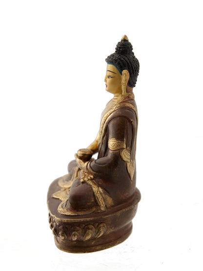 Statue tibétaine de Bouddha Amitabha en bronze – Bouddha de la Lumière Infinie