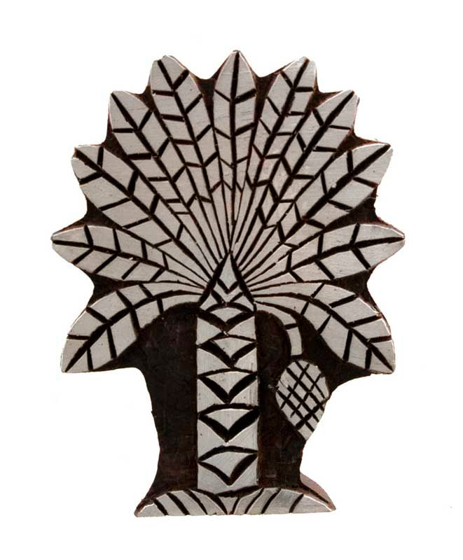 Tampon Encreur En Bois Sculpté – Motif Arbre De Vie