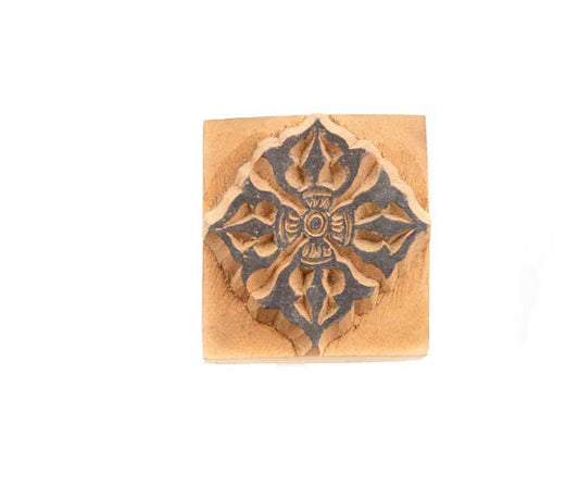 Tampon Encreur En Bois Sculpté Double Dorje Bouddhiste Tibétain