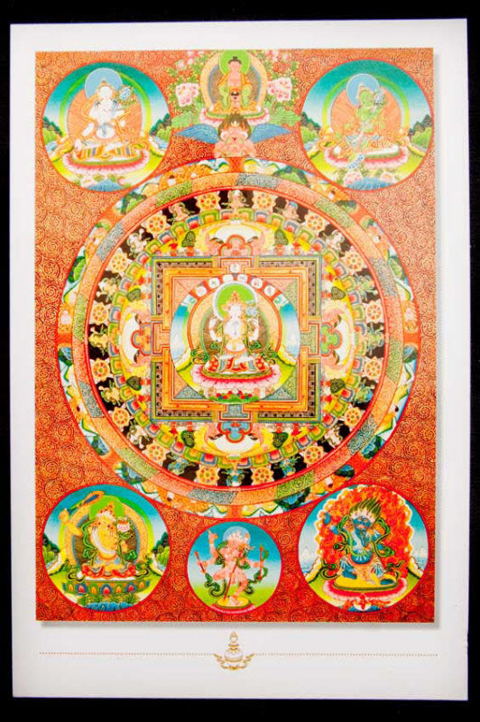 Carte Postale Mandala Chenrezig Bouddhiste du Népal