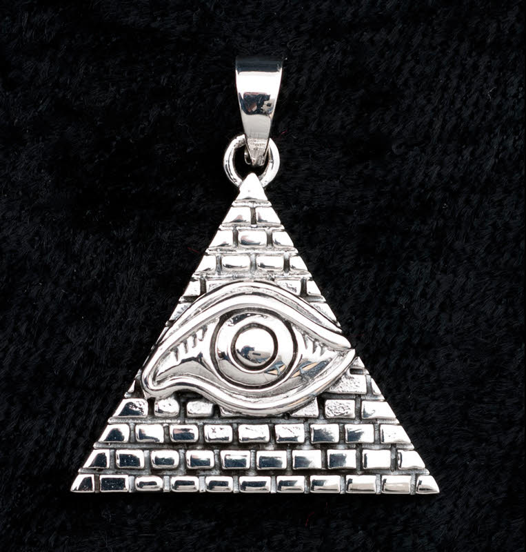 Pendentif Pyramide et Œil de la Providence en Argent 925 – Géométrie Sacrée et Vision Symbolique