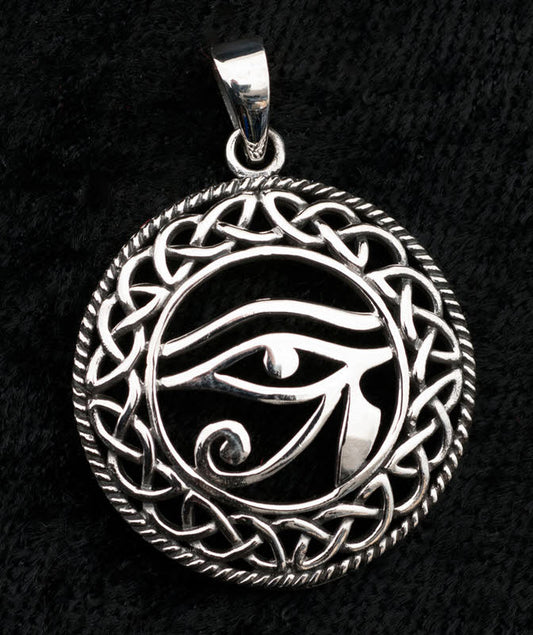 Pendentif Œil d’Horus Oudjat Entrelacs en argent massif 925 – Bijou de l’Égypte ancienne